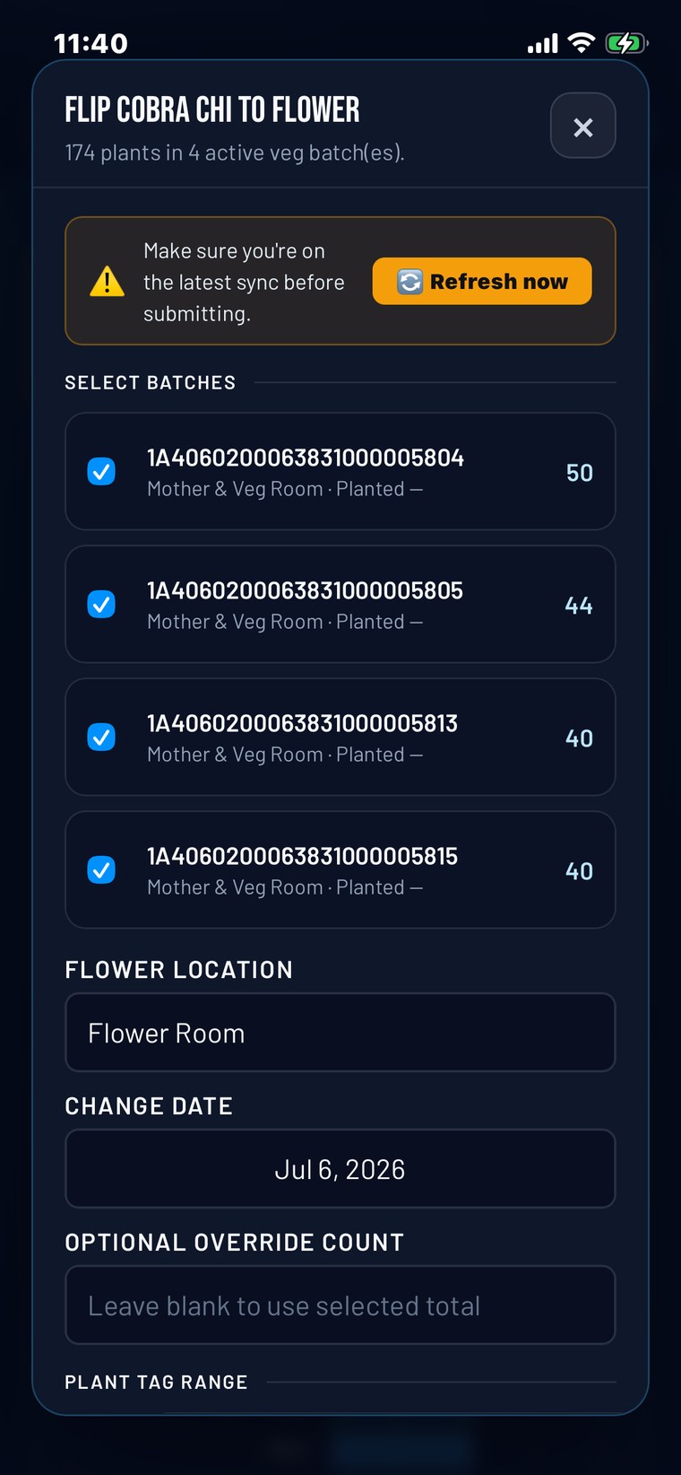 CarinaOS Go move plants to flower
